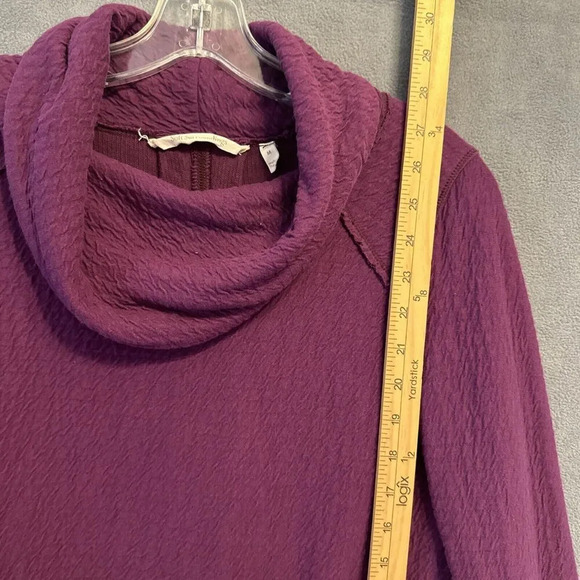 Soft Surroundings Chelsea Cowl Neck Textured Tunic Size M Purple Button Detail - Picture 6 of 8